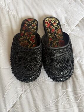 Vintage Beaded Silk Slippers